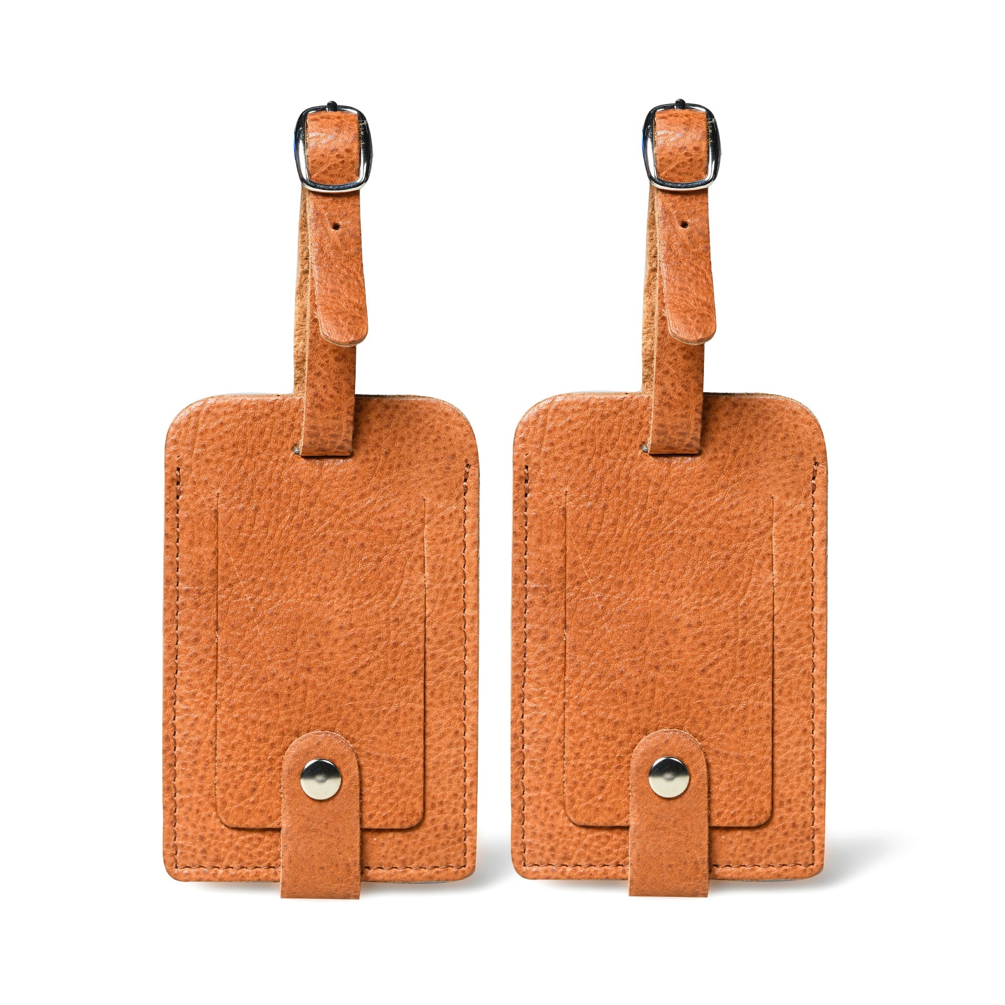 Tangier Leather Luggage Tags Set in Tan