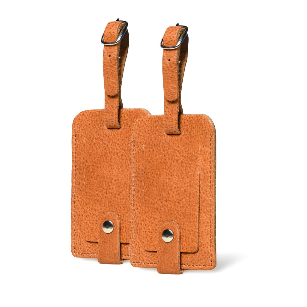 Tangier Leather Luggage Tags Set in Tan