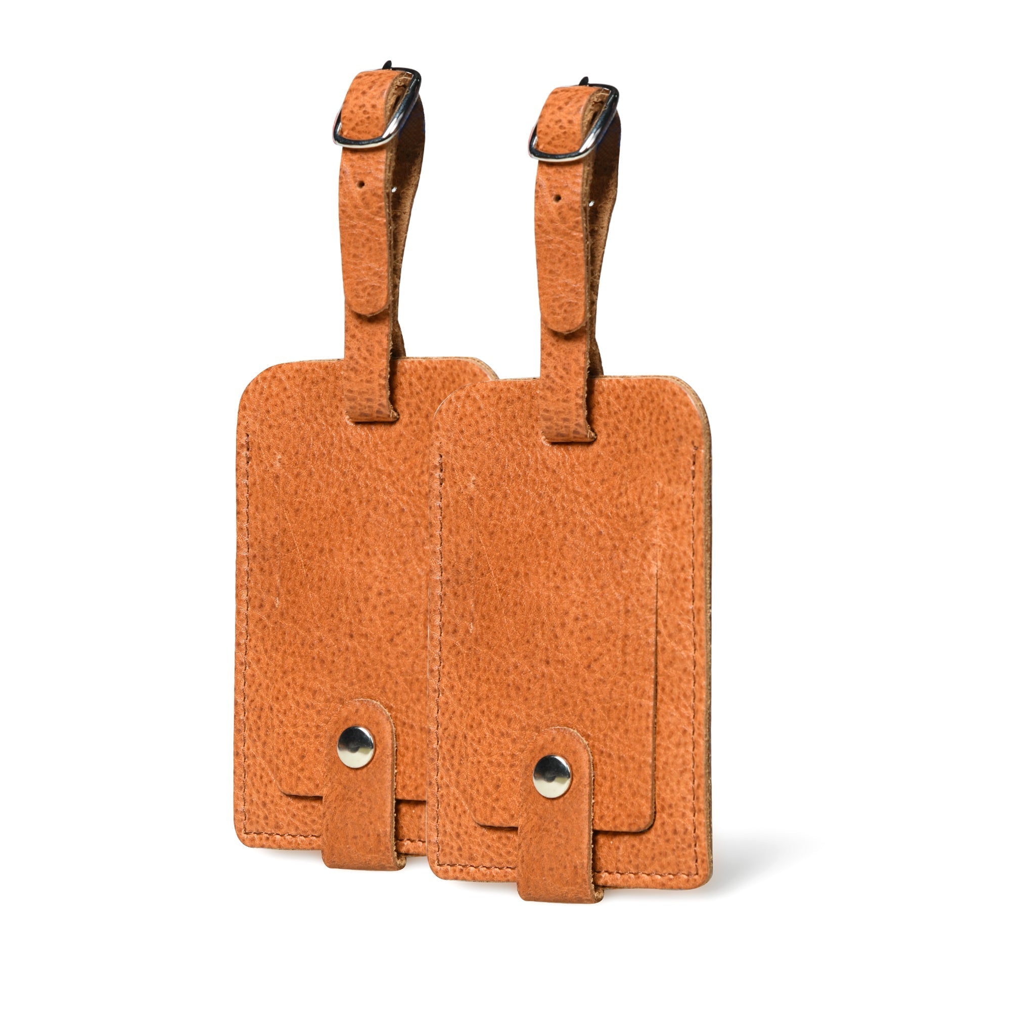 Tangier Leather Luggage Tags Set in Tan