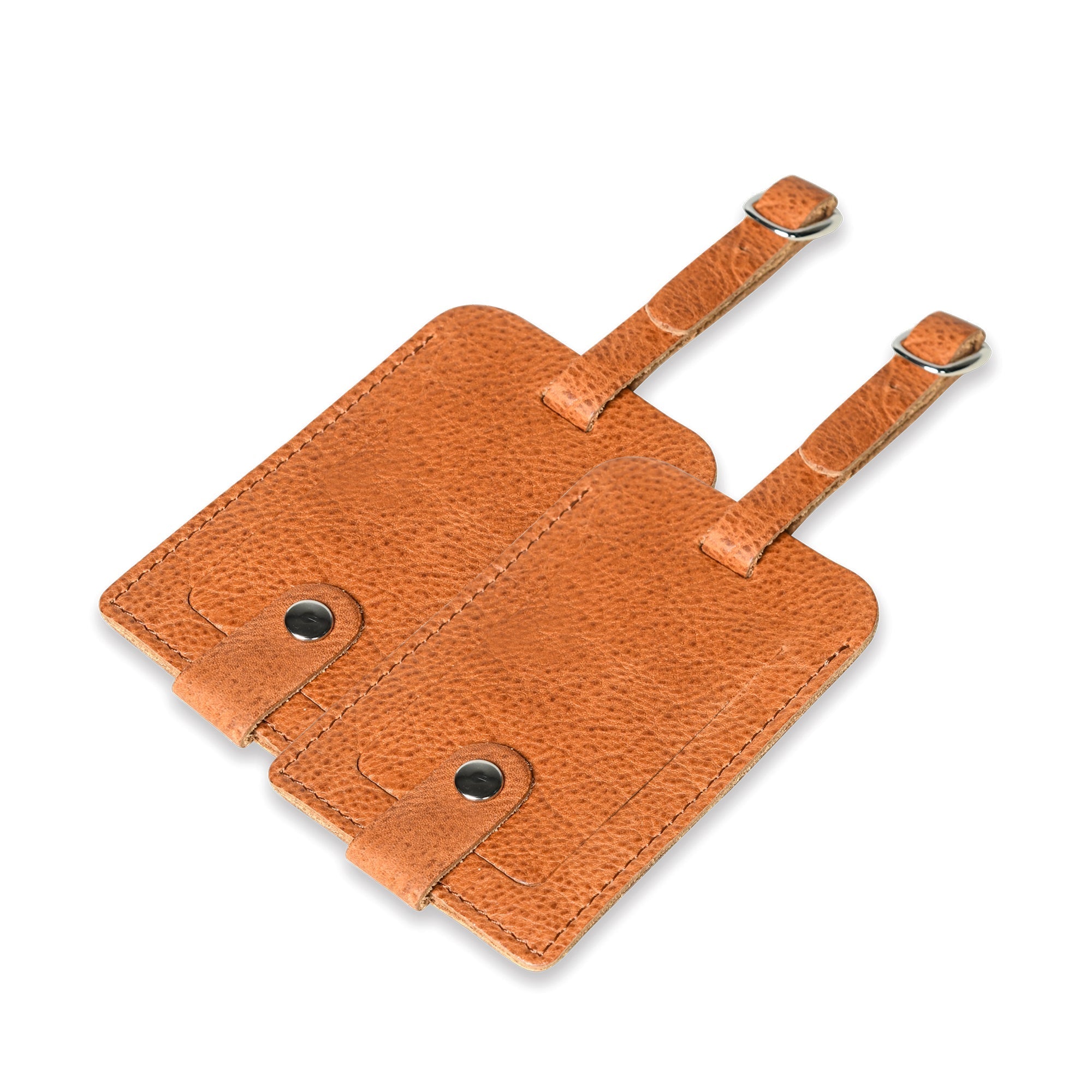 Tangier Leather Luggage Tags Set in Tan