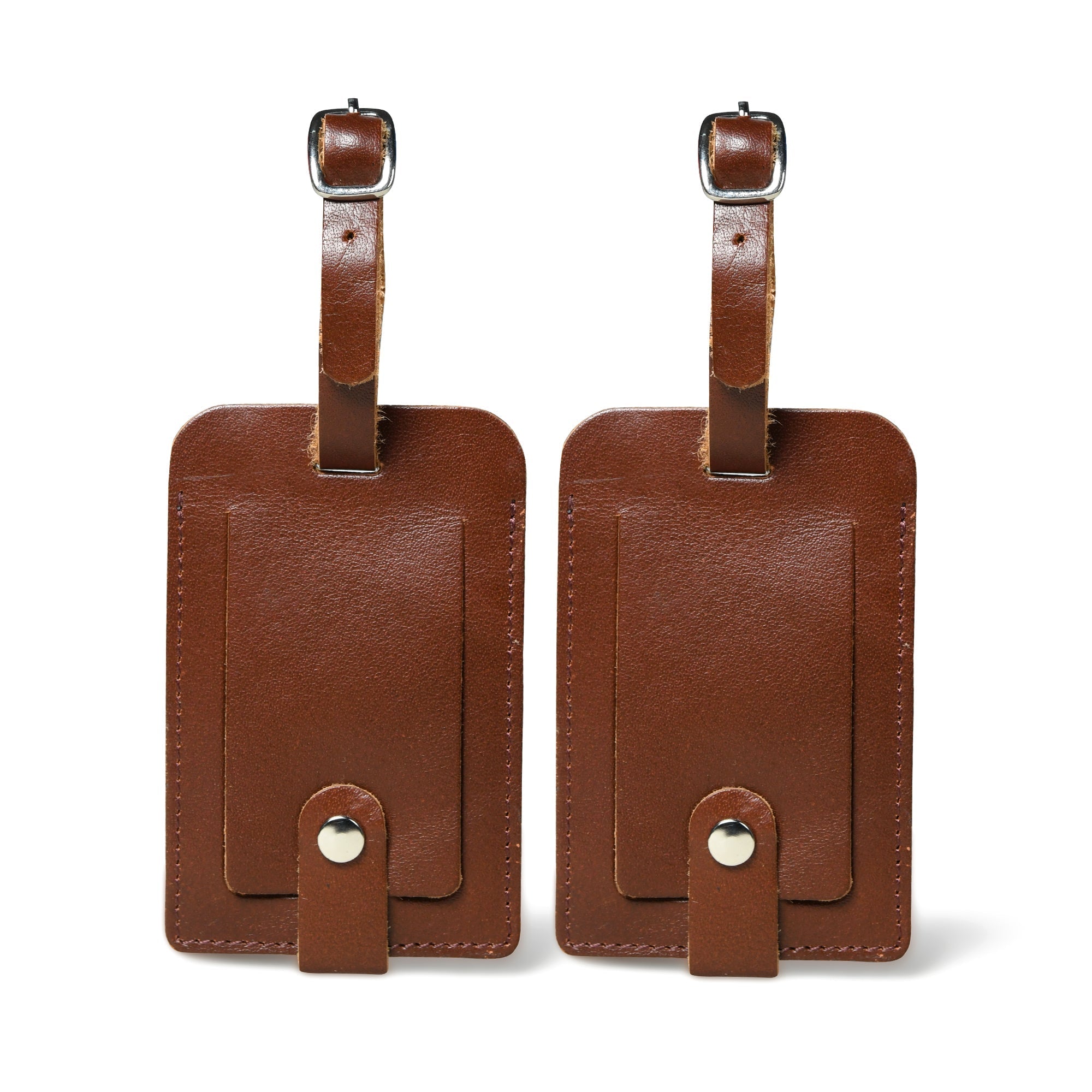 Tangier Leather Luggage Tags Set in Dark Brown