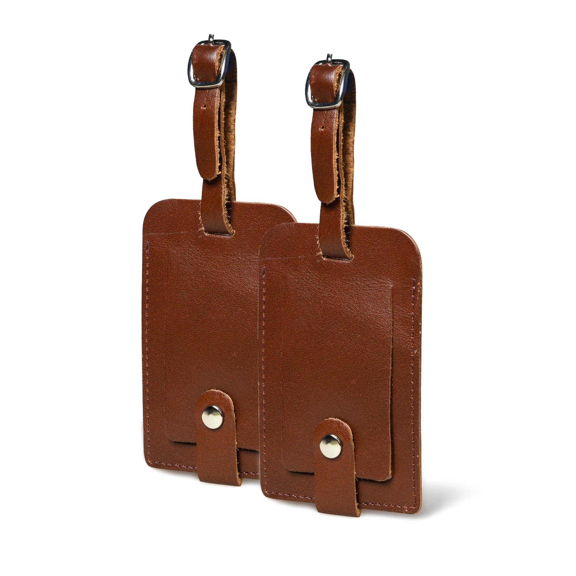 Tangier Leather Luggage Tags Set in Dark Brown