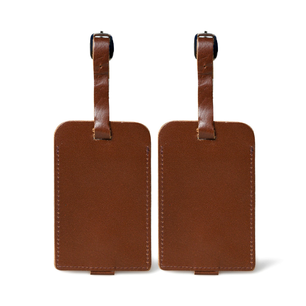 Tangier Leather Luggage Tags Set in Dark Brown