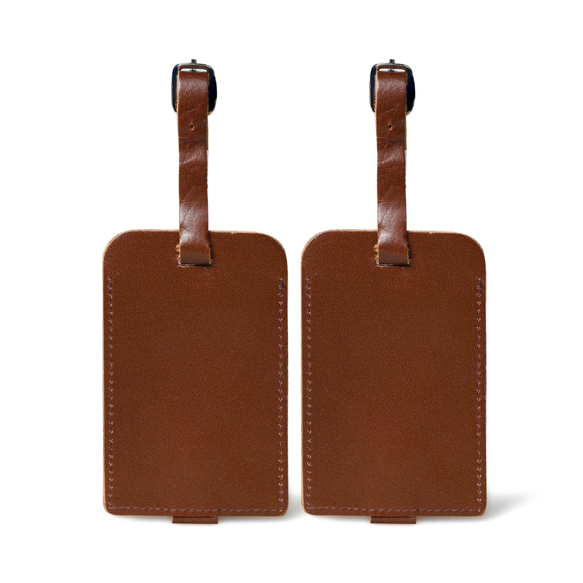 Tangier Leather Luggage Tags Set in Dark Brown