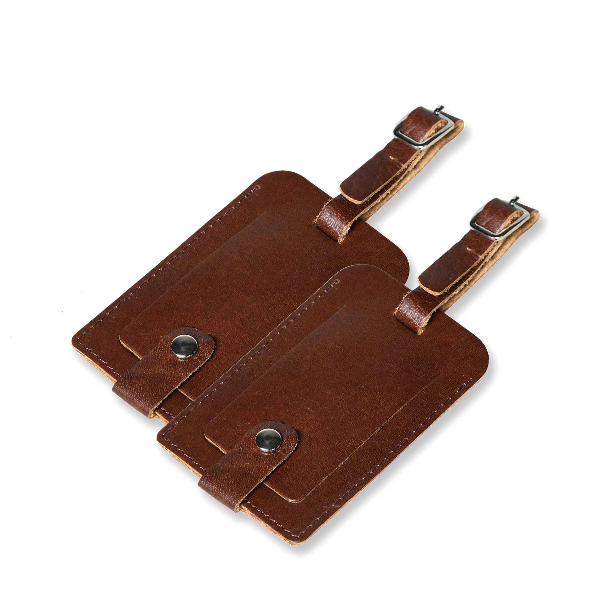 Tangier Leather Luggage Tags Set in Dark Brown