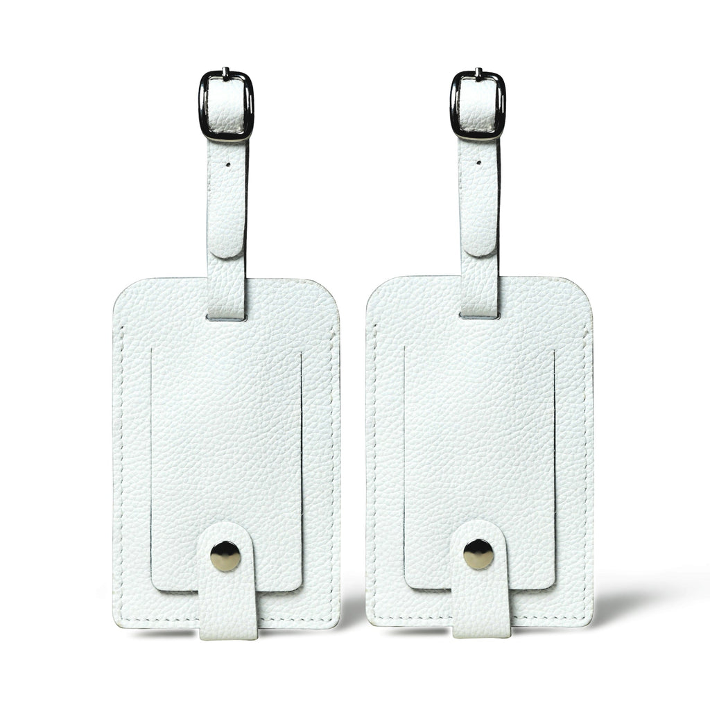 Tangier Leather Luggage Tags Set in White