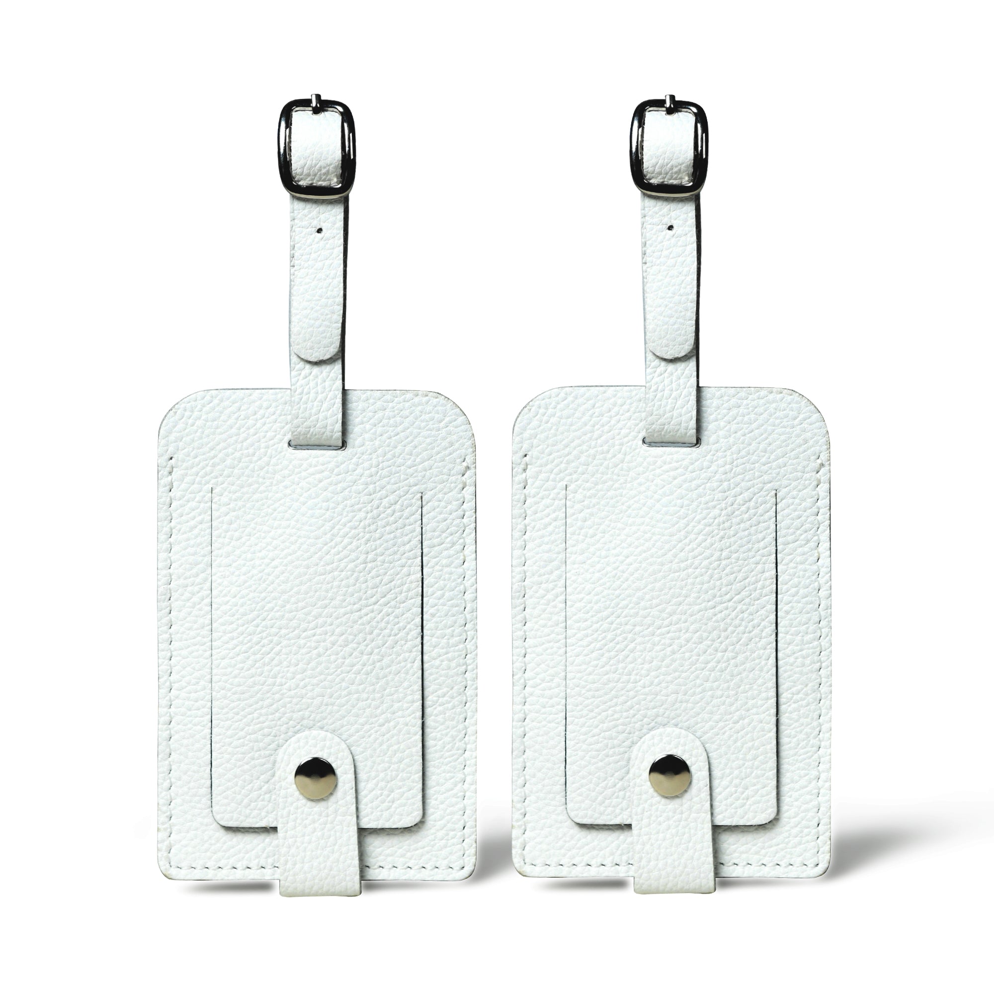 Tangier Leather Luggage Tags Set in White