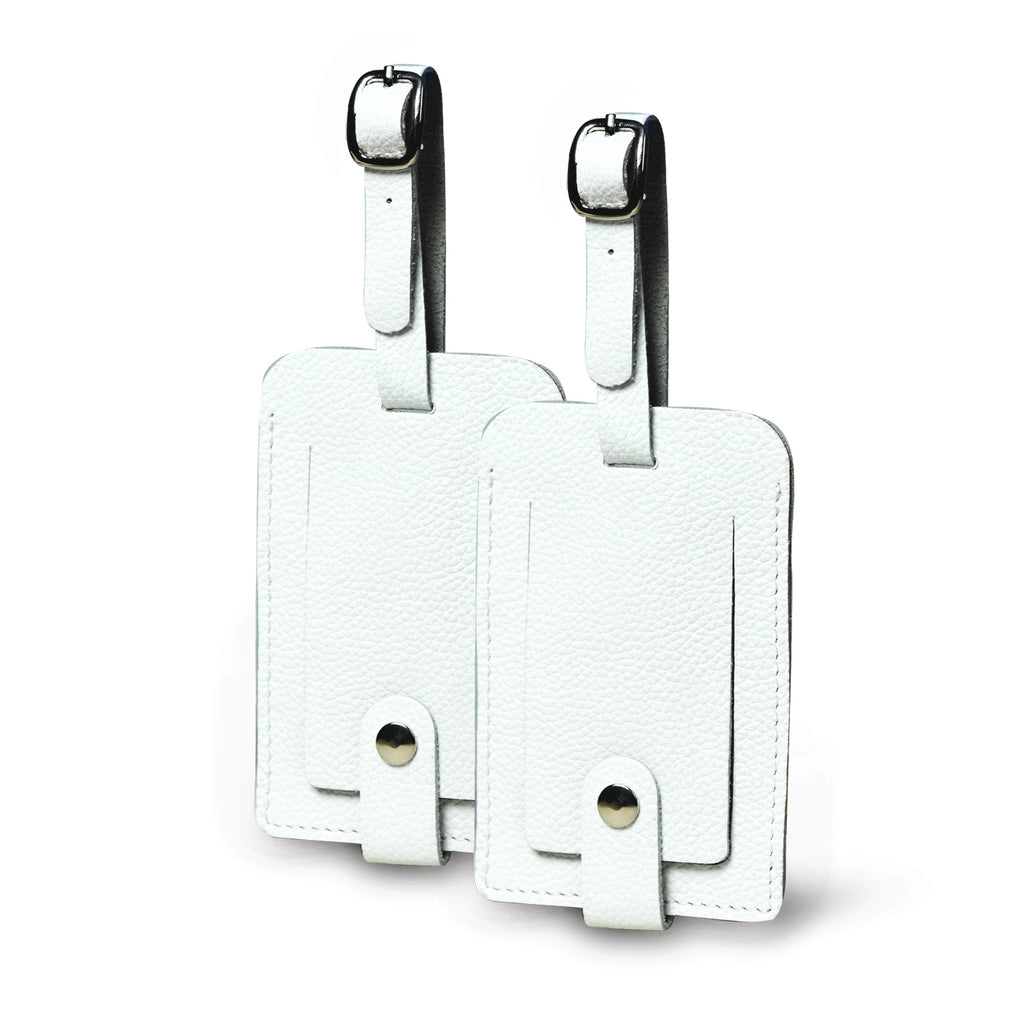 Tangier Leather Luggage Tags Set in White