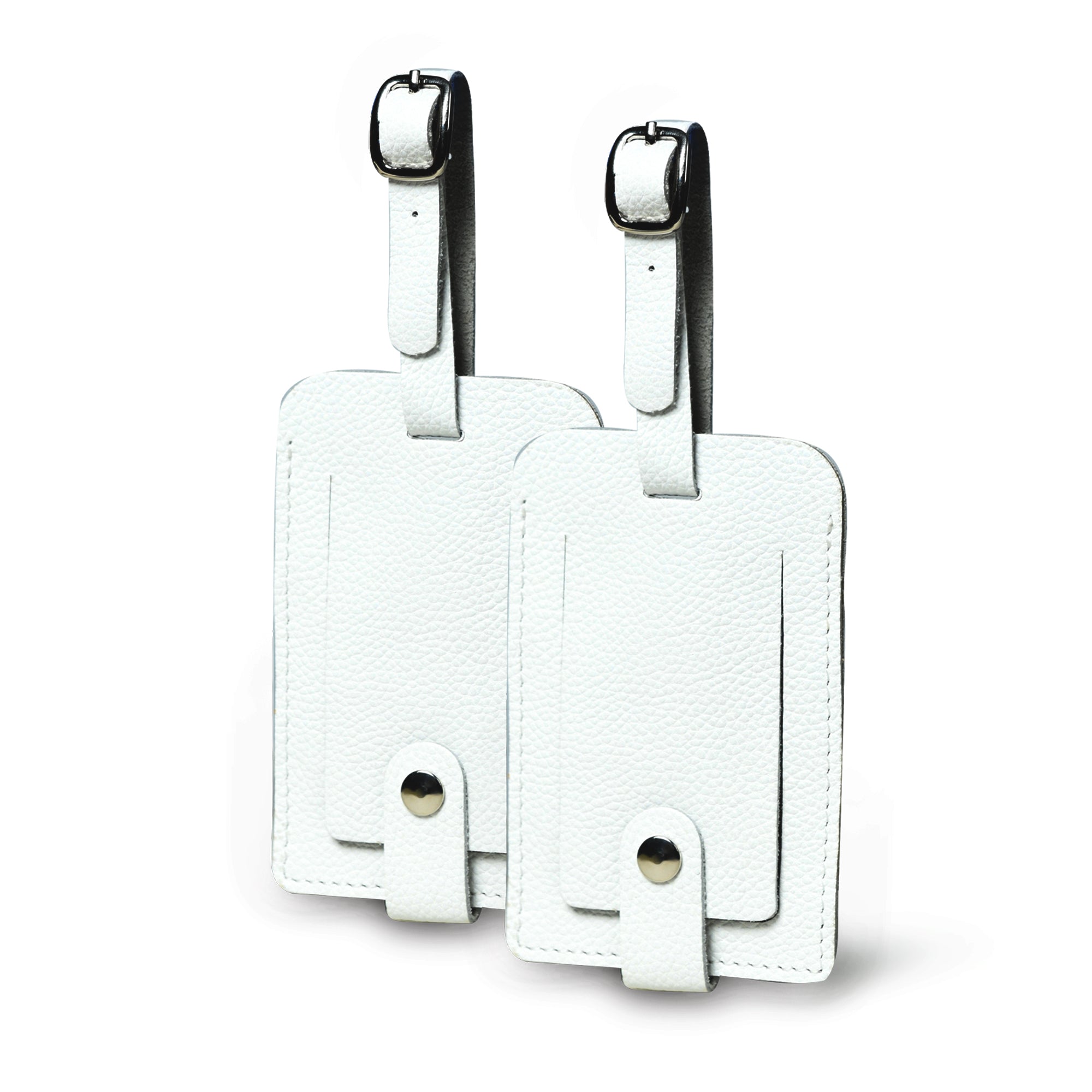 Tangier Leather Luggage Tags Set in White