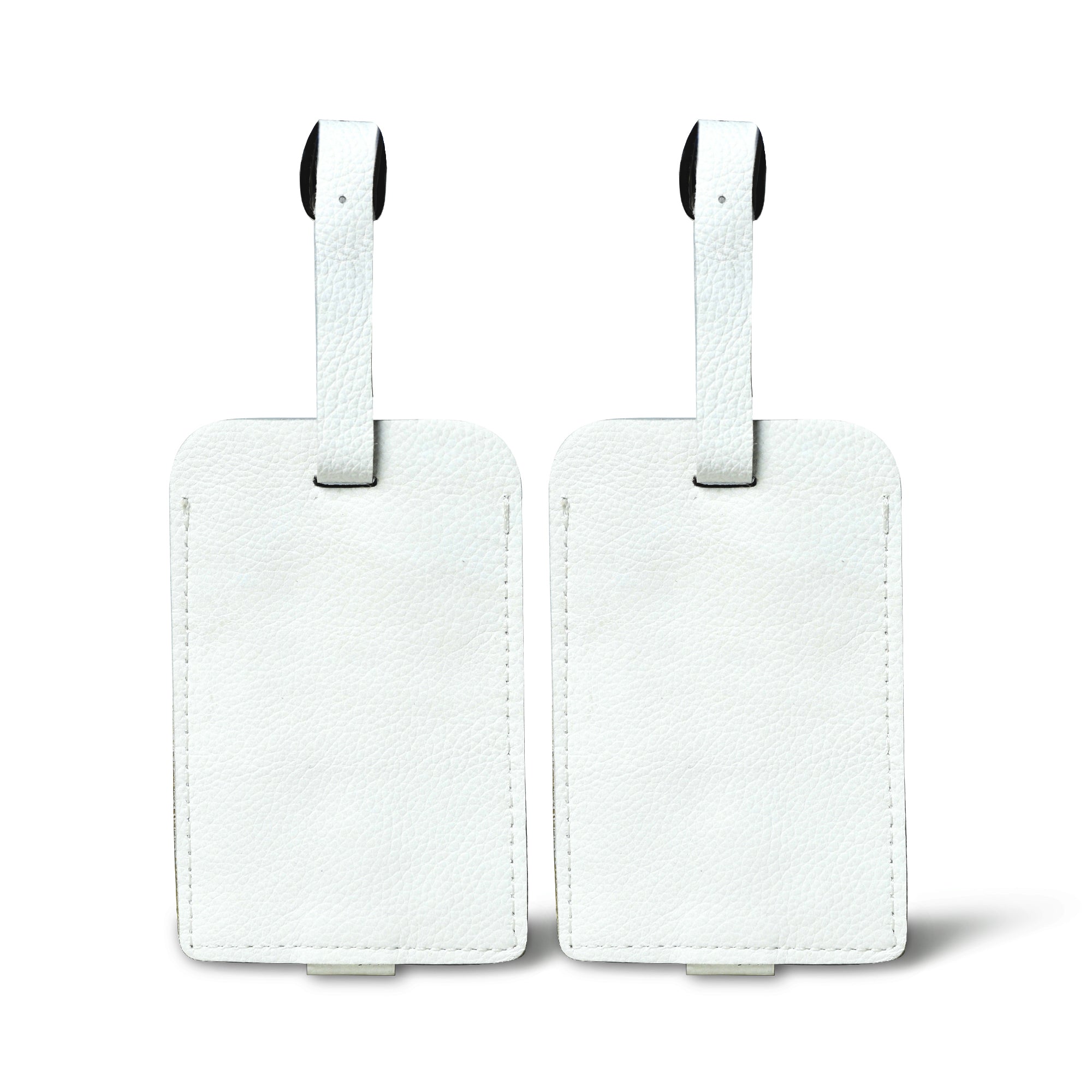 Tangier Leather Luggage Tags Set in White