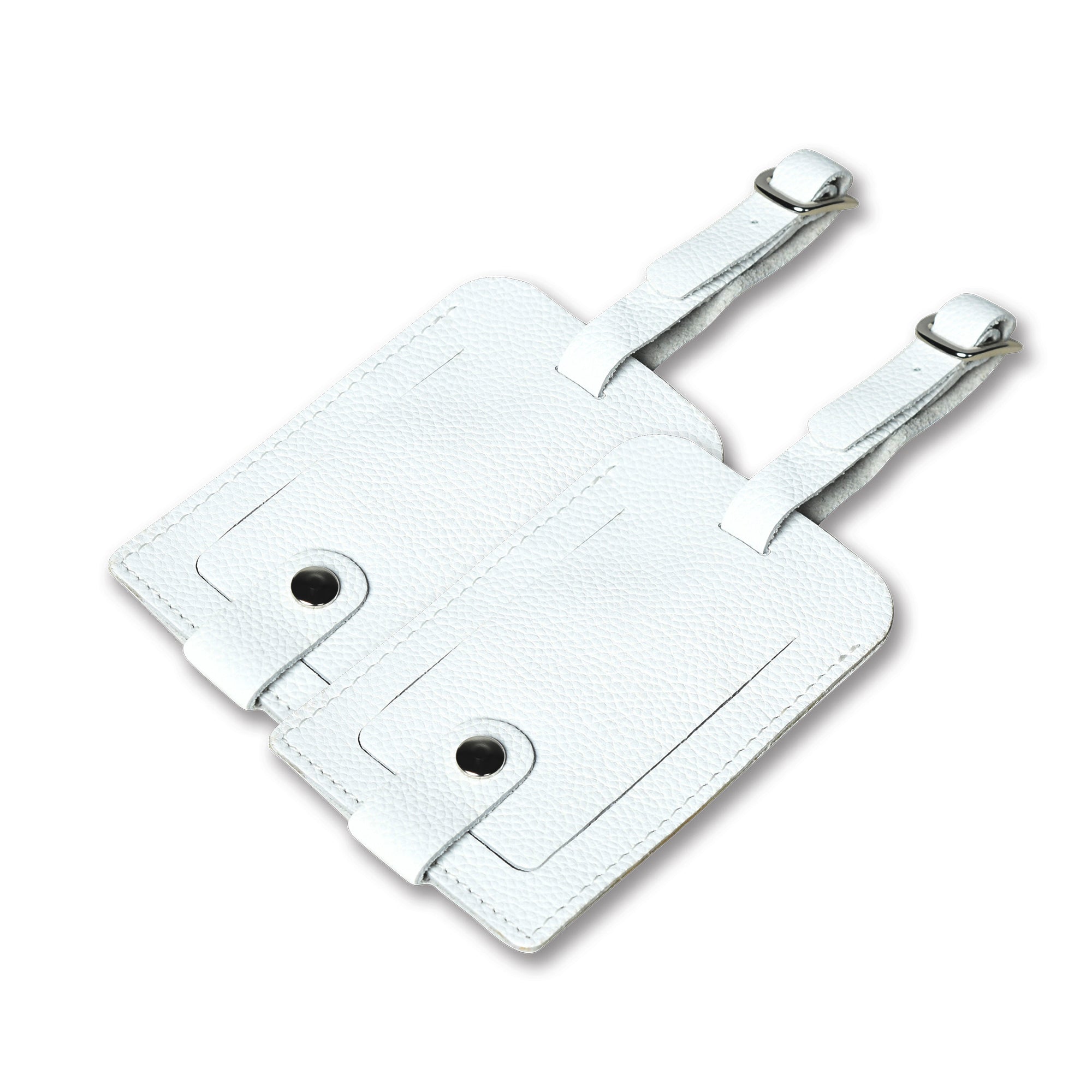 Tangier Leather Luggage Tags Set in White