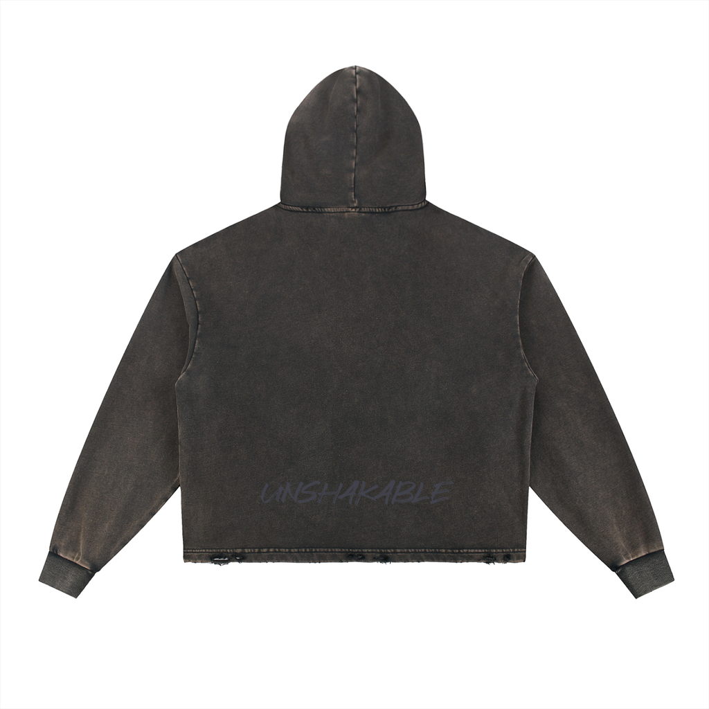 Unshakable — Vintage Washed Frayed-Hem Hoodie