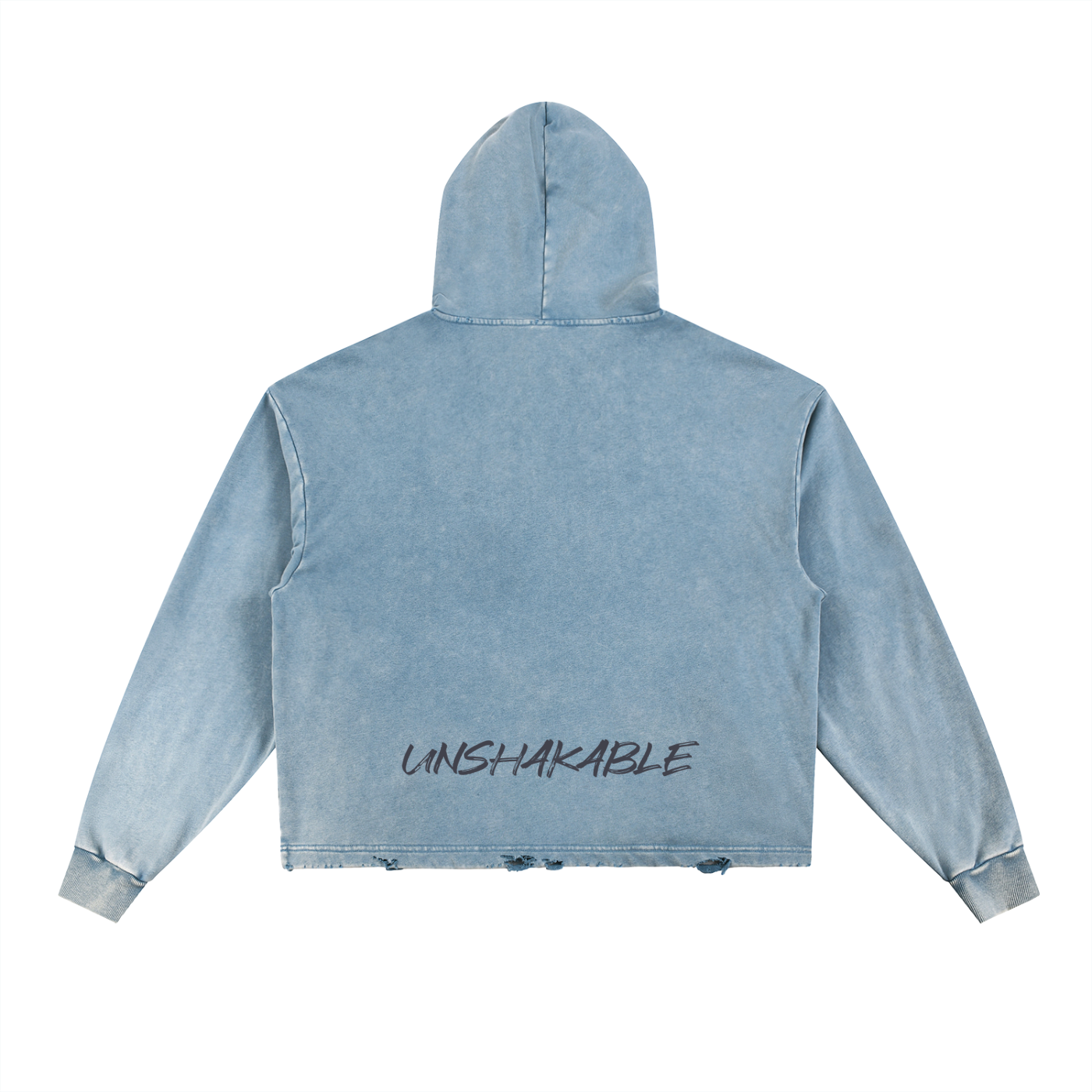 Unshakable — Vintage Washed Frayed-Hem Hoodie