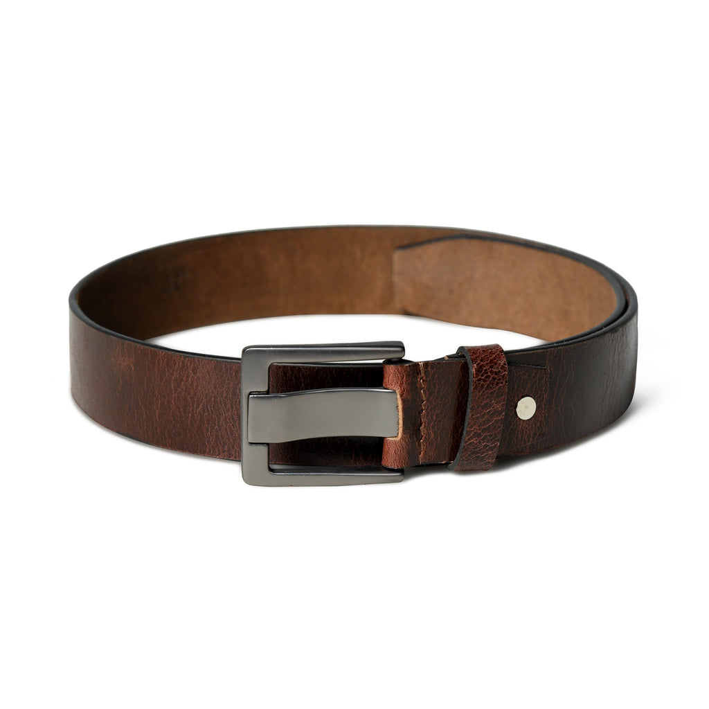 Dark Brown Full-Grain Leather Belt – Sleek Clean Finish