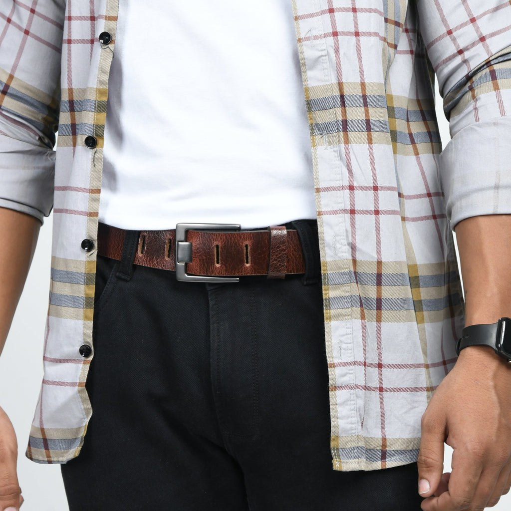 Dark Brown Full-Grain Leather Belt – Sleek Clean Finish