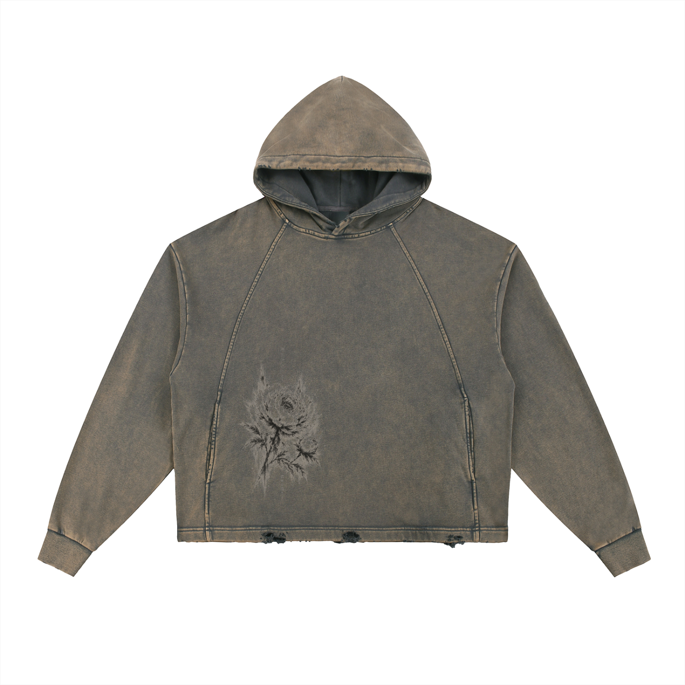 Unshakable — Vintage Washed Frayed-Hem Hoodie