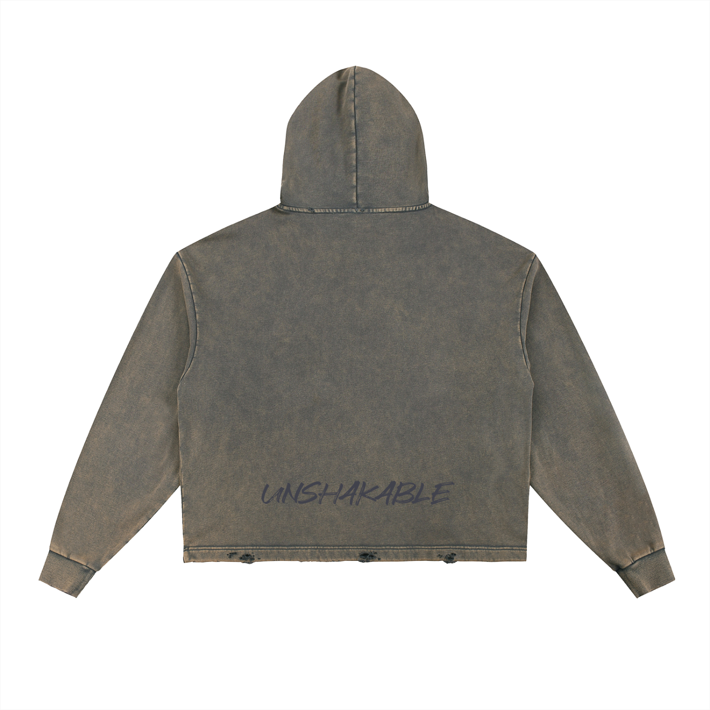 Unshakable — Vintage Washed Frayed-Hem Hoodie