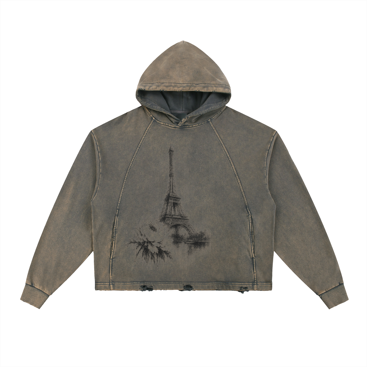 Unshakable — Vintage Washed Frayed-Hem Hoodie