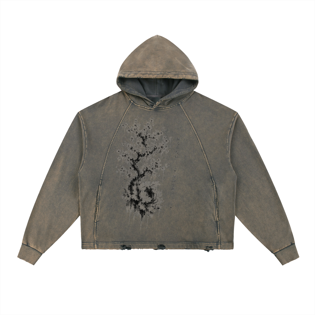 Unshakable — Vintage Washed Frayed-Hem Hoodie