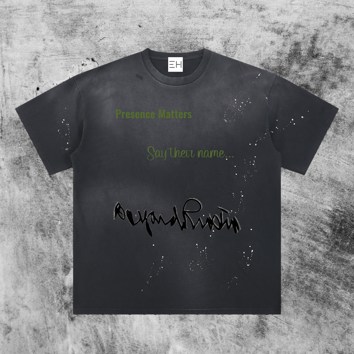 Eleve Homme vintage-washed gray cotton t-shirt featuring Bayard Rustin portrait and text in a relaxed drop shoulder fit